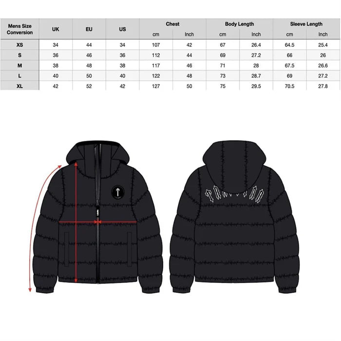 Trapstar Irongate Detachable Hooded Puffer Jacket - Black/Red