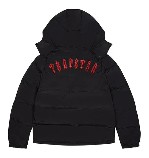 Trapstar Irongate Detachable Hooded Puffer Jacket - Black/Red